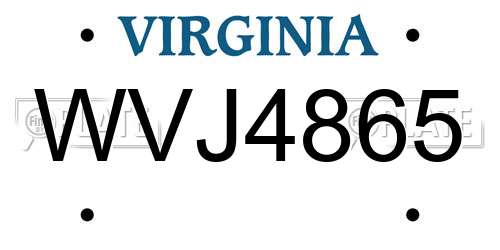 WVJ4865 Virginia License Plate