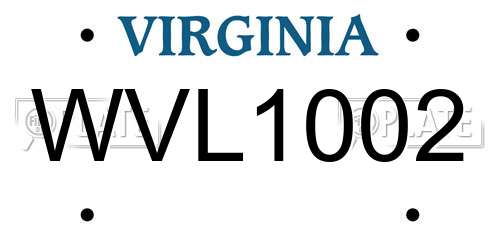 WVL1002 Virginia License Plate