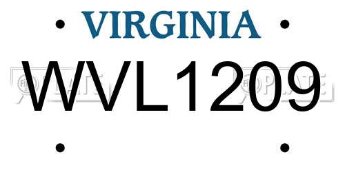 WVL1209 Virginia License Plate