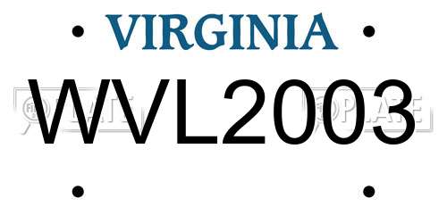WVL2003 Virginia License Plate