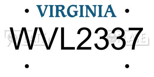 WVL2337 Virginia License Plate