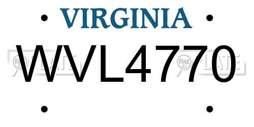 WVL4770 Virginia License Plate