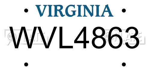 WVL4863 Virginia License Plate