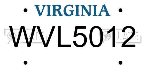 WVL5012 Virginia License Plate