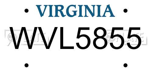 WVL5855 Virginia License Plate