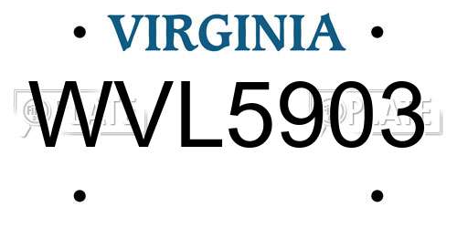 WVL5903 Virginia License Plate