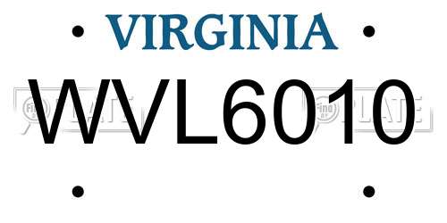 WVL6010 Virginia License Plate