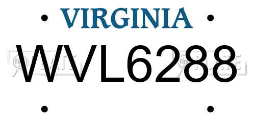 WVL6288 Virginia License Plate