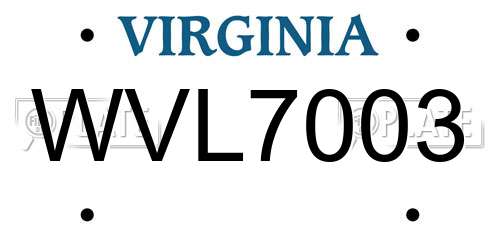 WVL7003 Virginia License Plate