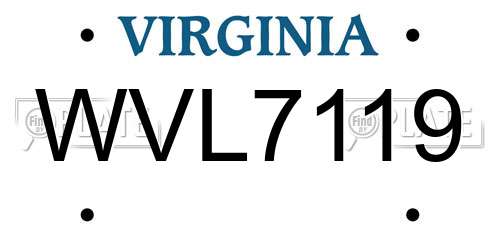 WVL7119 Virginia License Plate