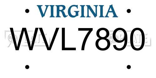 WVL7890 Virginia License Plate