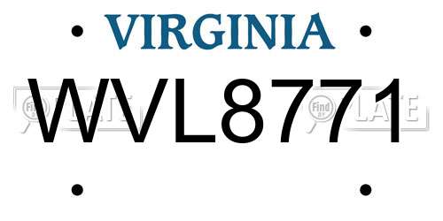 WVL8771 Virginia License Plate