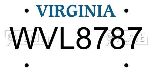 WVL8787 Virginia License Plate