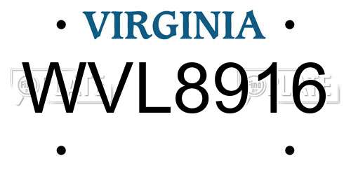 WVL8916 Virginia License Plate