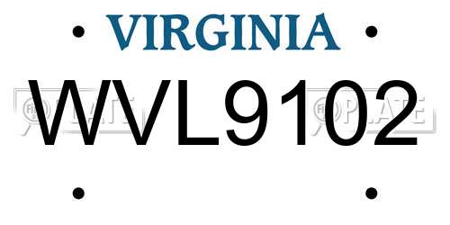 WVL9102 Virginia License Plate