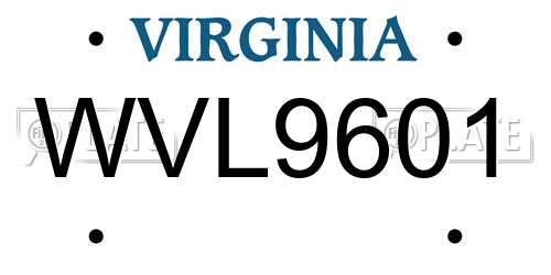 WVL9601 Virginia License Plate