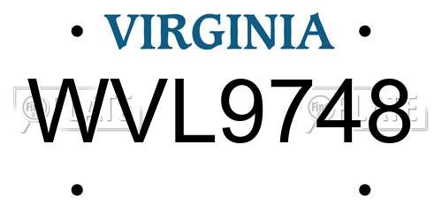 WVL9748 Virginia License Plate