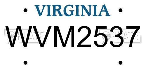 WVM2537 Virginia License Plate