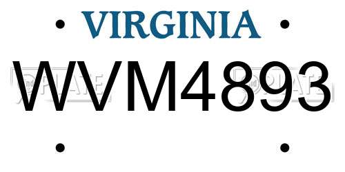 WVM4893 Virginia License Plate