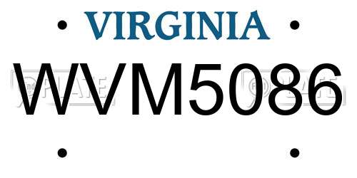 WVM5086 Virginia License Plate