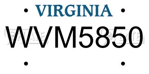 WVM5850 Virginia License Plate