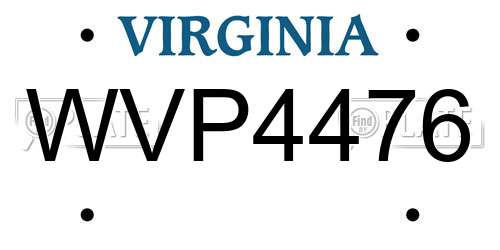 WVP4476 Virginia License Plate
