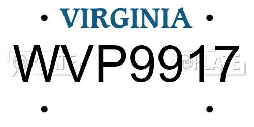 WVP9917 Virginia License Plate