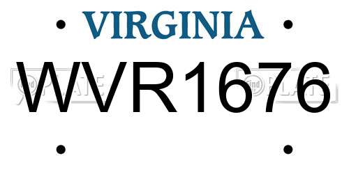 WVR1676 Virginia License Plate