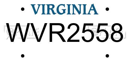 WVR2558 Virginia License Plate