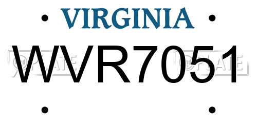 WVR7051 Virginia License Plate