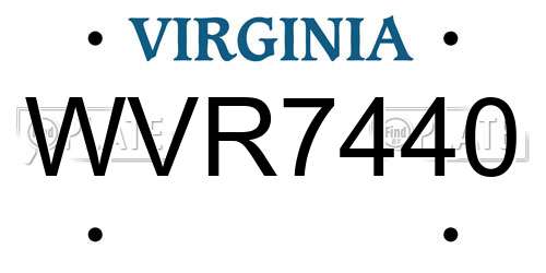 WVR7440 Virginia License Plate