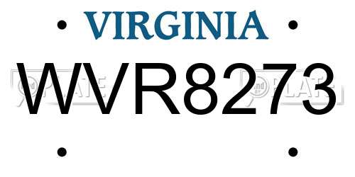 WVR8273 Virginia License Plate