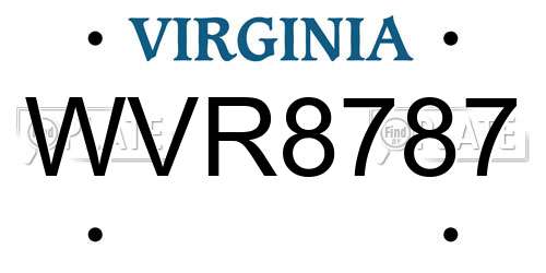 WVR8787 Virginia License Plate