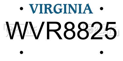 WVR8825 Virginia License Plate