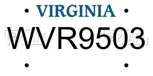WVR9503 Virginia License Plate