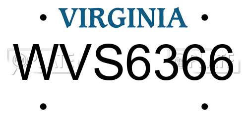WVS6366 Virginia License Plate