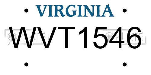 WVT1546 Virginia License Plate