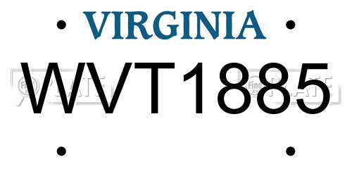 WVT1885 Virginia License Plate