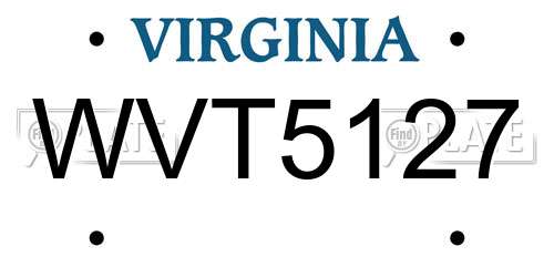 WVT5127 Virginia License Plate