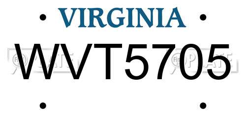 WVT5705 Virginia License Plate