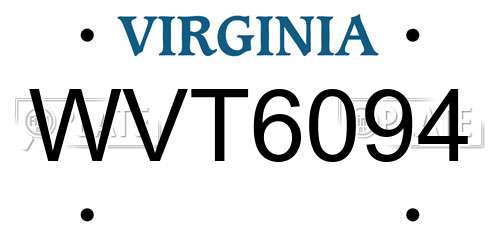 WVT6094 Virginia License Plate