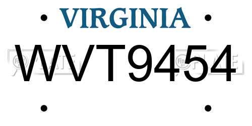 WVT9454 Virginia License Plate