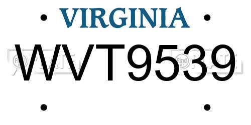 WVT9539 Virginia License Plate