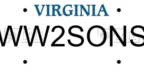WW2SONS Virginia License Plate