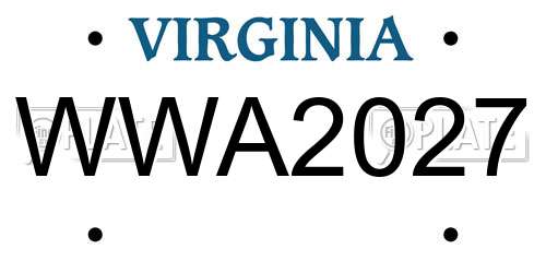 WWA2027 Virginia License Plate