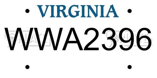 WWA2396 Virginia License Plate