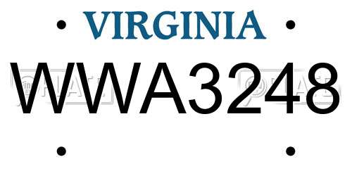 WWA3248 Virginia License Plate