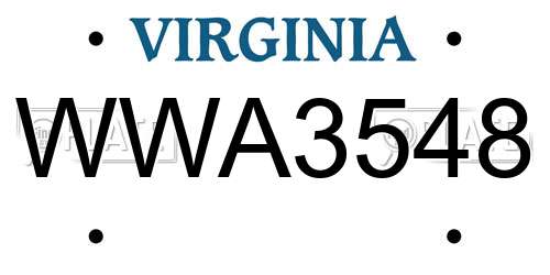 WWA3548 Virginia License Plate