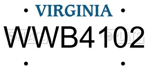 WWB4102 Virginia License Plate