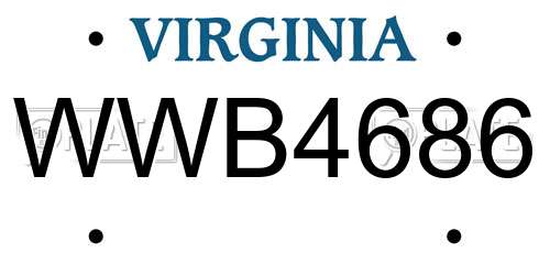 WWB4686 Virginia License Plate
